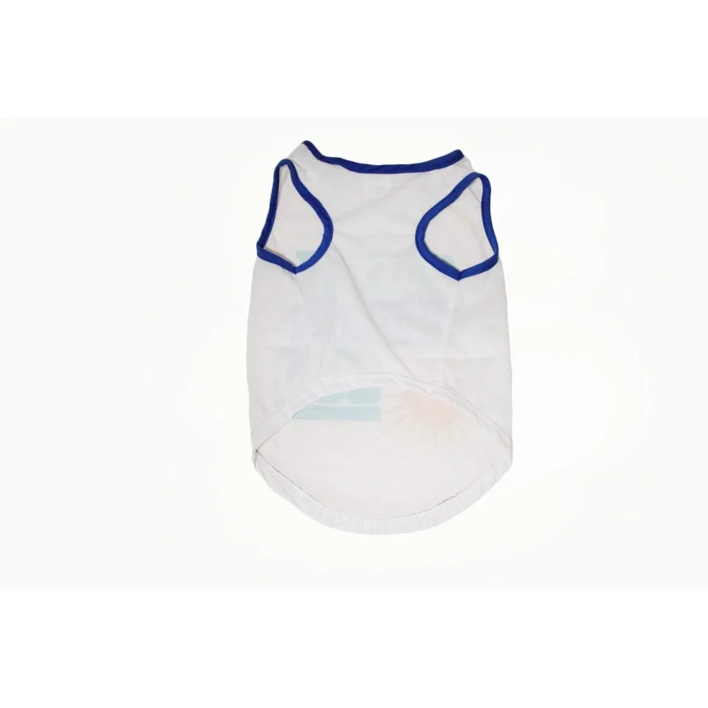 Dog Tee Suns Out‎ Tongues Out Dog Lightweight Tank Top White Blue Graphic Size L